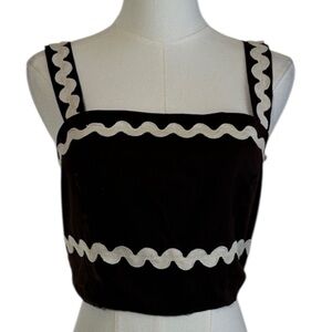 Japna Crop Top Brown Cream Hostess Cupcake Kawaii‎ Cute Smocked Size Medium NWOT